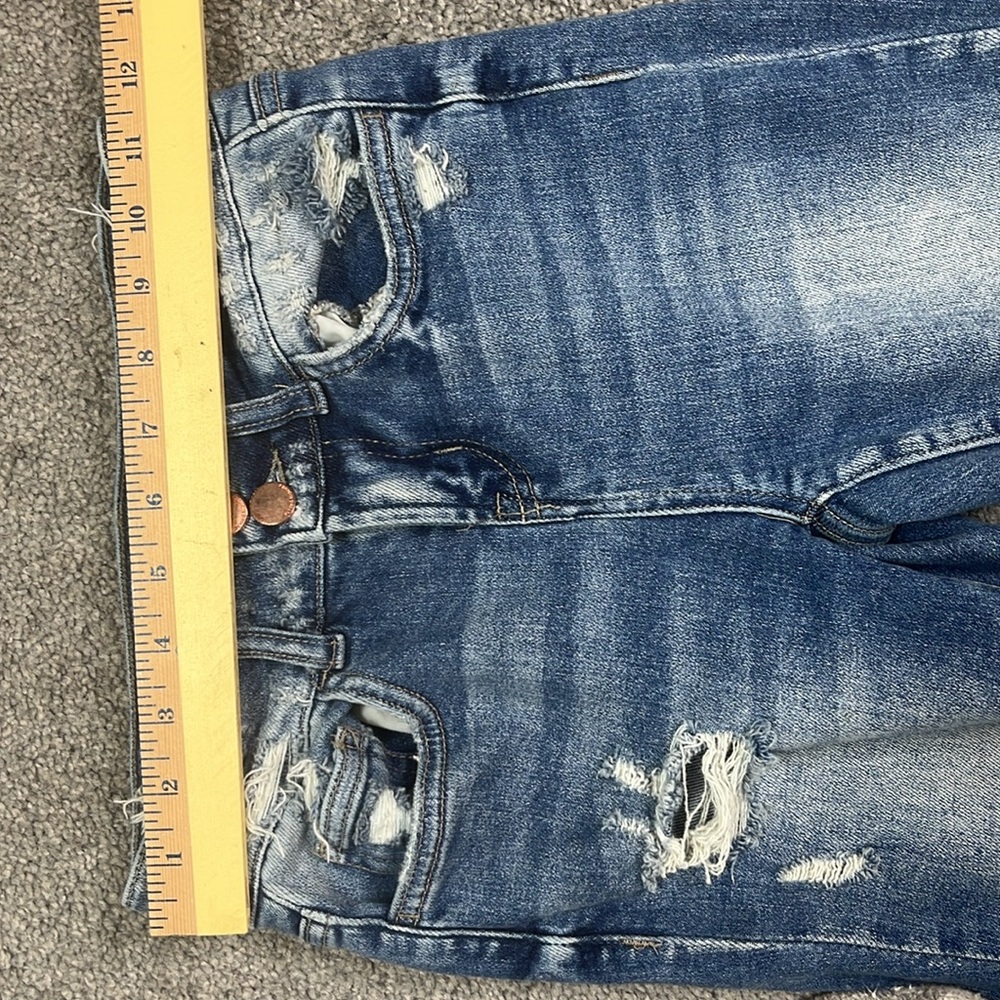 Flying Monkey Distressed Medium Blue Flare Jeans - Picture 3 of 9
